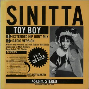 Sinitta Toy Boy Japanese promotional only 12" Vinyl, unique sleeve