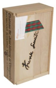 Christmas Wine Bottle/Decanter Box  1984 US festive box set containing a bottle of Chateau St Jean Chardonnay and custom engraved decanter with 'Noel' and a 'Frank Sinatra' signature