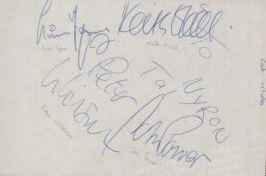 CAST Page From An Autograph Book - 1995 UK page from an autograph book that has been clearly signed by Peter Wilkinson, John Power, Liam Tyson & Keith O'Neill on 15th October that year